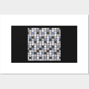 Midcentury Modern Dots - Blue and Charcoal Gray Palette Posters and Art